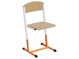 Стул школьный ученический 5-7 г/р "Альтер" регулируемый (фанера, м/к белый/оранжевый)