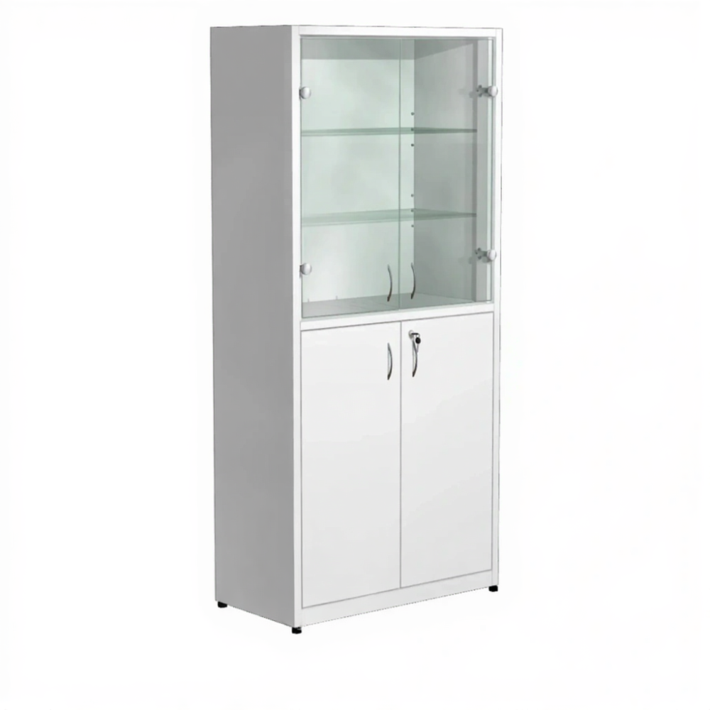 Шкаф для медикаментов стекло/металл ШМ-2.1 (белый)