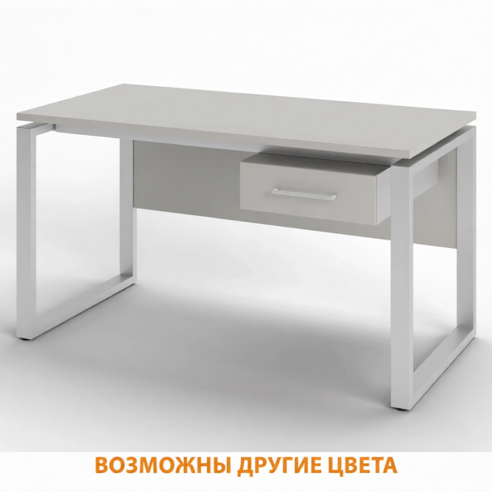 Стол рабочий 1 ящик СрТ-21 (тип 2) (1600х700х750) (столешница ЛДСП серый, каркас серый)