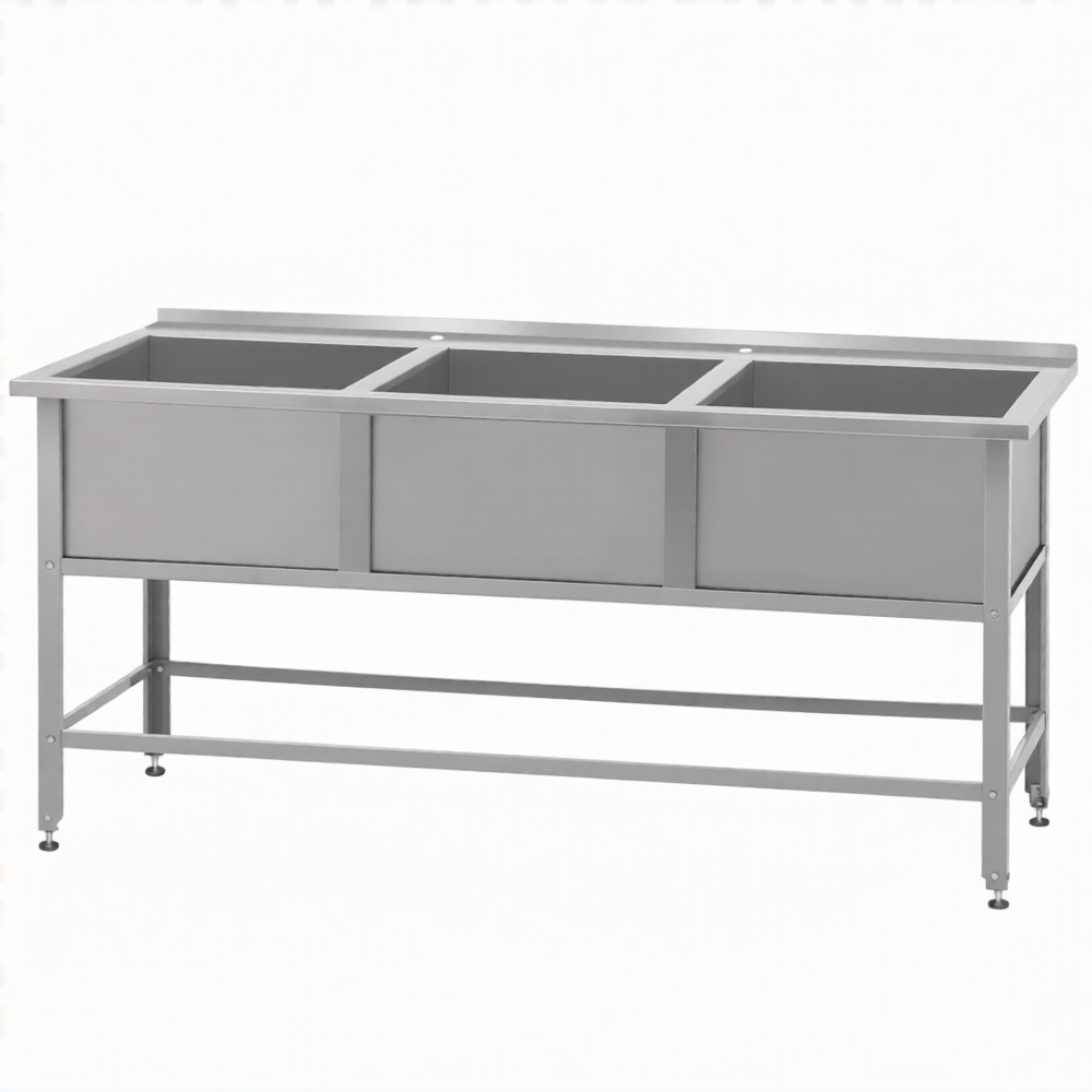 Ванна моечная «Base» ВМСб-630/3 (полка с 3-мя отв., борт)