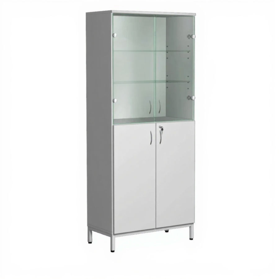Шкаф для лабораторной посуды ШЛП-4 (корпус ЛДСП серый, каркас серый)