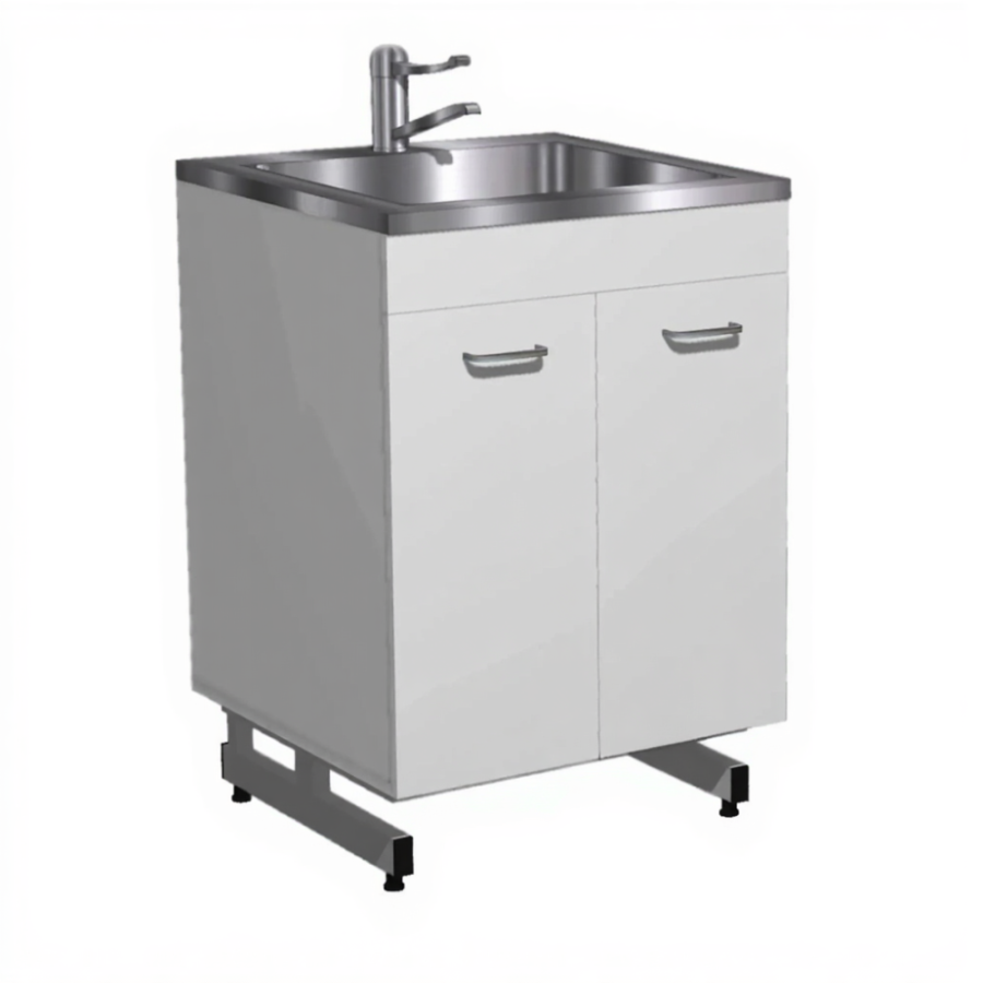 Стол-мойка СТм-201 «Премиум» 600 (корпус ЛДСП серый, каркас серый)