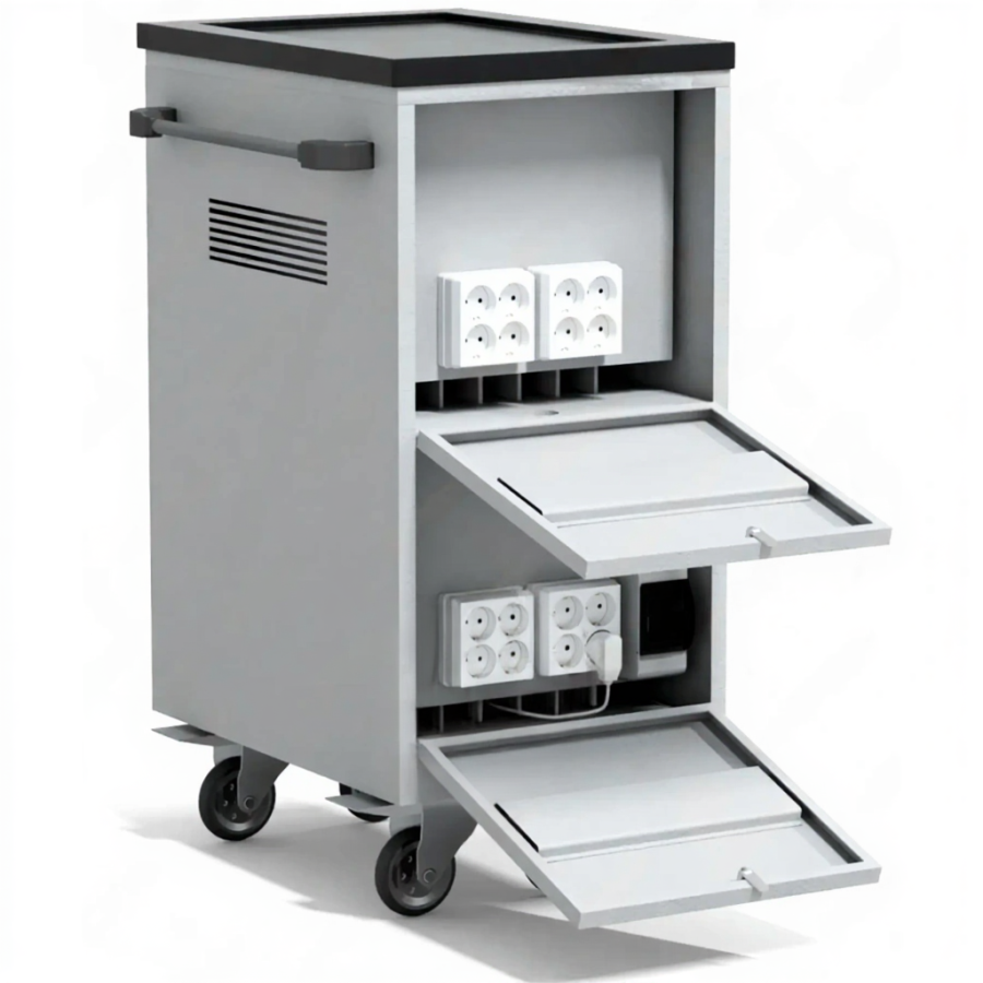 Тележка для хранения и зарядки 14 ноутбуков (15,6 дюймов) с электросхемой