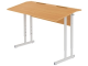 Стол с наклоном столешницы 10° школьный 2-местный 2-4 г/р регулируемый (бук, м/к серый, плоскоовальная труба)
