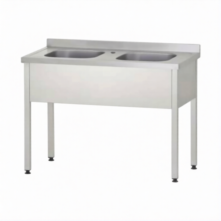 Ванна моечная ВМЦп 860х1000х700  2 м/о 250х400х500, борт, отв. д/смесит.