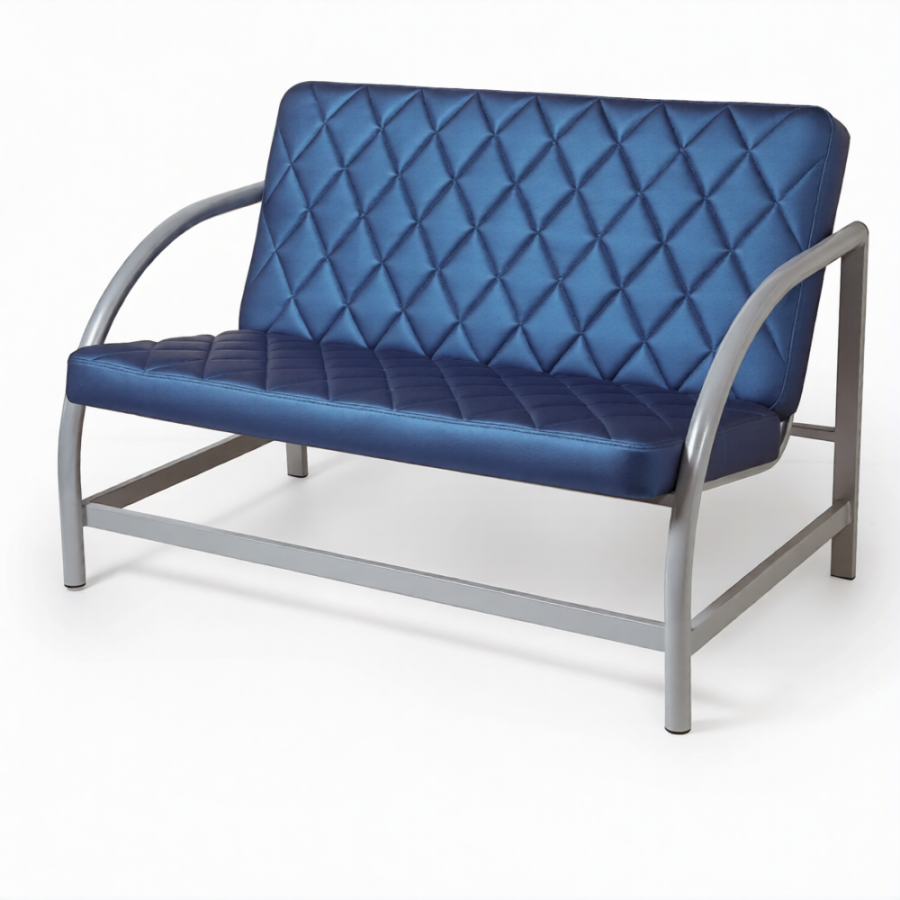 Диван двухместный ДО-7/2/3 (кожзам Эконом белый, каркас серый)